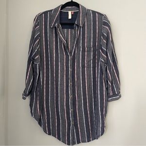 Pilcro and the letterpress Anthropologie Blue Striped Button Down Shirt Size S